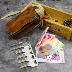 Vintage Leather Men's billfold Small Wallet Brown Key Wallet Card Wallet For Men