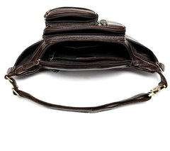 Cool Leather Brown Men's Fanny Pack Black Waist Bag Hip Pack For Men