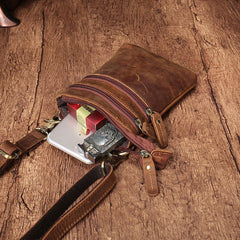 Vintage Leather Men's CELL PHONE HOLSTER Belt Pouch Waist Small Side Bag For Men