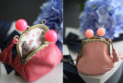 Handmade sweet cute leather small change coin wallet pouch purse for women/lady girl