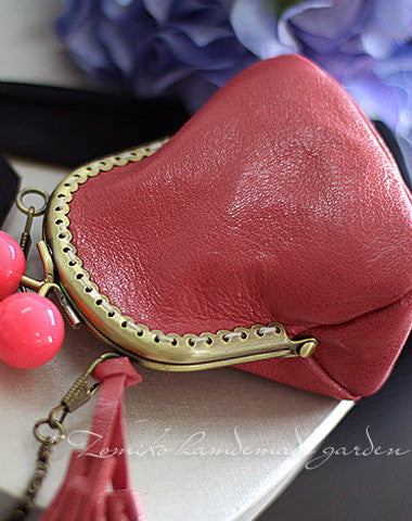 Handmade sweet cute leather small change coin wallet pouch purse for women/lady girl - EverHandmade