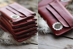 Handmade vintage sweet pretty red flower leather iphone case cover for women/lady girl - EverHandmade