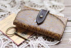 Handmade vintage classic rustic leather small keys wallet pouch purse for women/lady girl - EverHandmade