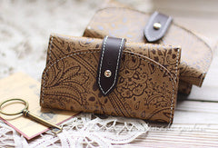 Handmade vintage classic rustic leather small keys wallet pouch purse for women/lady girl - EverHandmade