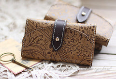 Handmade vintage classic rustic leather small keys wallet pouch purse for women/lady girl