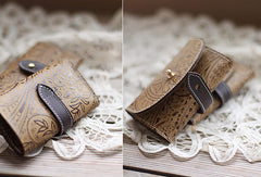 Handmade vintage classic rustic leather small keys wallet pouch purse for women/lady girl - EverHandmade