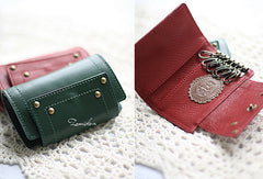 Handmade vintage sweet pretty leather small keys wallet pouch purse for women/lady girl