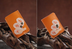 Handmade vintage rustic orange leather iphone case cover bag pouch for women/lady girl