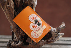 Handmade vintage rustic orange leather iphone case cover bag pouch for women/lady girl