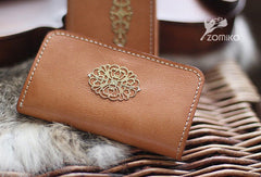 Handmade vintage pretty flower leather small keys wallet pouch purse for women/lady girl