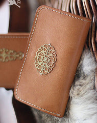 Handmade vintage pretty flower leather small keys wallet pouch purse for women/lady girl