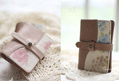 Handmade sweet cute pretty fabric leather small cards wallet pouch purse for women/lady girl