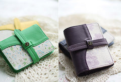 Handmade sweet cute pretty fabric leather small cards wallet pouch purse for women/lady girl
