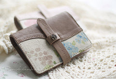 Handmade sweet cute pretty fabric leather small cards wallet pouch purse for women/lady girl
