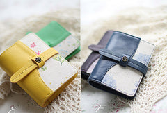 Handmade sweet cute pretty fabric leather small cards wallet pouch purse for women/lady girl