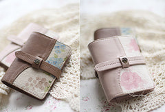 Handmade sweet cute pretty fabric leather small cards wallet pouch purse for women/lady girl