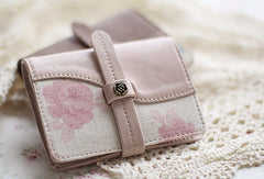 Handmade sweet cute pretty fabric leather small cards wallet pouch purse for women/lady girl
