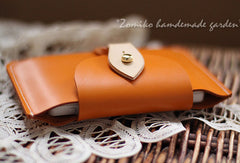 Handmade vintage rustic pretty leather iphone case cover bag pouch for women/lady girl