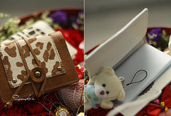 Handmade cute pretty cilice leather small cards wallet pouch purse for women/lady girl