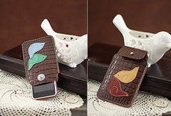 Handmade vintage sweet pretty leather iphone case cover bag pouch for women/lady girl