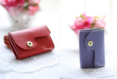 Handmade sweet modern leather small change coin wallet pouch purse for women/lady girl
