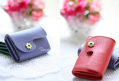 Handmade sweet modern leather small change coin wallet pouch purse for women/lady girl