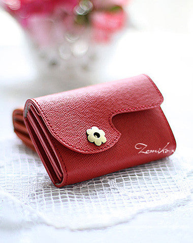 Handmade sweet modern leather small change coin wallet pouch purse for women/lady girl - EverHandmade