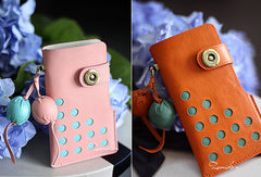 Handmade vintage rustic pretty leather iphone case cover bag pouch for women/lady girl - EverHandmade