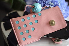 Handmade vintage rustic pretty leather iphone case cover bag pouch for women/lady girl