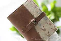 Handmade sweet cute split joint leather billfold passport bifold wallet for women/lady girl