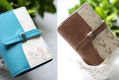 Handmade sweet cute split joint leather billfold passport bifold wallet for women/lady girl