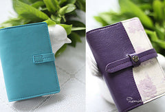Handmade sweet cute split joint leather billfold passport bifold wallet for women/lady girl