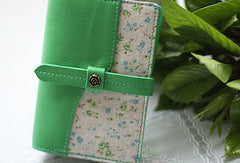 Handmade sweet cute split joint leather billfold passport bifold wallet for women/lady girl