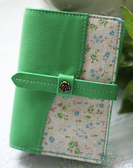 Handmade sweet cute split joint leather billfold passport bifold wallet for women/lady girl