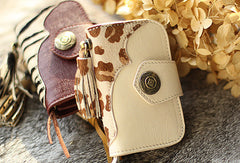 Handmade modern pretty beautiful leather small keys wallet pouch purse for women/lady girl