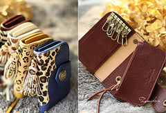 Handmade modern pretty beautiful leather small keys wallet pouch purse for women/lady girl