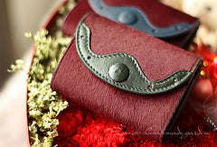 Handmade vintage sweet cute red orchid leather billfold trifold wallet for women/lady