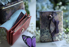 Handmade vintage cute bowknot leather billfold bifold wallet for women/lady - EverHandmade