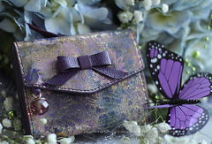 Handmade vintage cute bowknot leather billfold bifold wallet for women/lady - EverHandmade