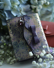 Handmade vintage cute bowknot leather billfold bifold wallet for women/lady - EverHandmade