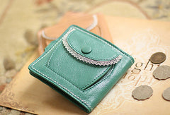 Handmade vintage cute sweet lace leather small bifold wallet for women/lady