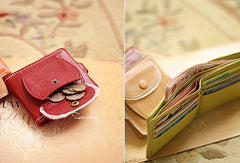 Handmade vintage cute sweet lace leather small bifold wallet for women/lady - EverHandmade
