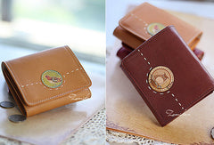 Handmade vintage custom sweet cute leather billfold trifold wallet for women/lady - EverHandmade