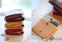 Handmade vintage custom sweet cute leather billfold trifold wallet for women/lady