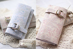 Handmade vintage sweet cute orchid leather long bifold wallet for women/lady - EverHandmade