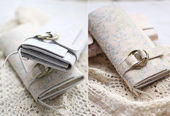 Handmade vintage sweet cute orchid leather long bifold wallet for women/lady - EverHandmade