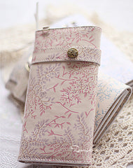 Handmade vintage sweet cute orchid leather long bifold wallet for women/lady - EverHandmade