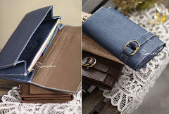 Handmade pretty modern accordion leather long iphone bifold wallet for women/lady girl - EverHandmade
