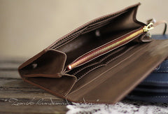 Handmade pretty modern accordion leather long iphone bifold wallet for women/lady girl - EverHandmade