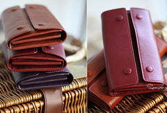 Handmade fashion red purple orange leather long iphone bifold wallet for women/lady girl - EverHandmade